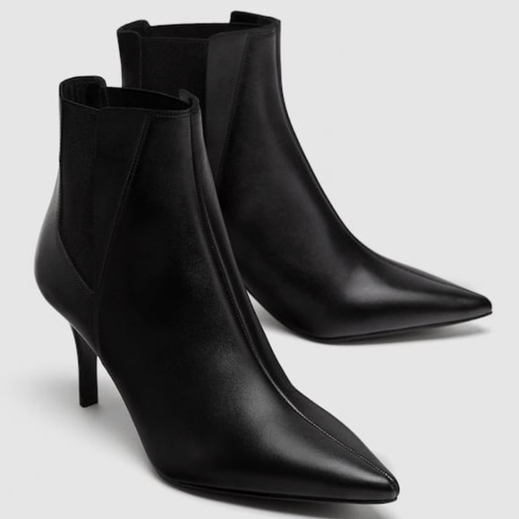 zara elastic heeled booties